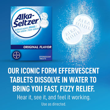 Alka-Seltzer Original Effervescent Tablets, fast relief of headache, muscle aches, and body aches, 72 Count (Product packaging may vary)