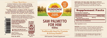 Sundown Saw Palmetto 450 mg, 250 Capsules