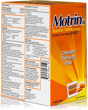 Motrin IB, Ibuprofen 200mg Tablets for Fever, Muscle Aches, Headache & Pain Relief